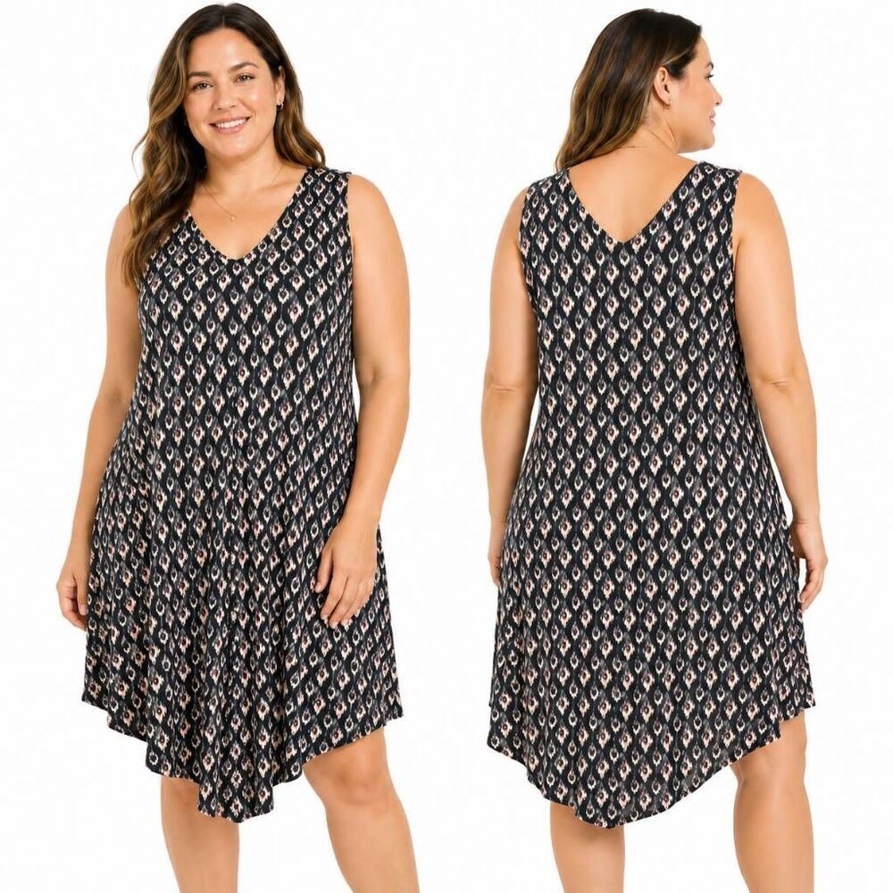 Maurices Black Floral Sleeveless Dress L